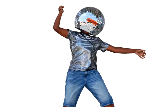 DJ Zmarie performing in her signature disco-ball helmet